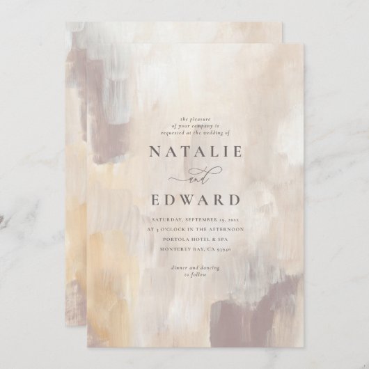 Geschilderde textuur beige en crème elegante trouw (Voorkant / Achterkant)