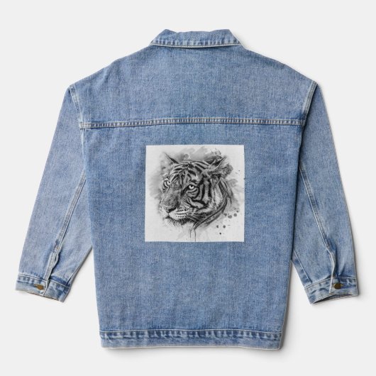 GESCHILDERDE TIJGER JEAN JAS VOOR VROUWEN DENIM JACKET (Achterkant)