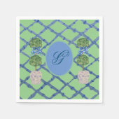 Geschilderde Topiaire Chinoiserie Gemberpotten Pot Servet (Voorkant)