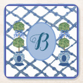 Geschilderde Topiary Chinoiserie Gemberpotten Pot  Kartonnen Onderzetters (Voorkant)