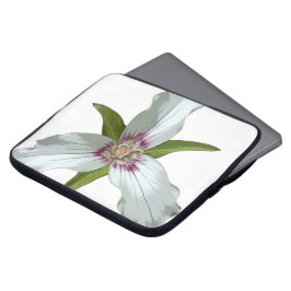 Geschilderde Trillium Spring Wildflower Bold Print Laptop Sleeve