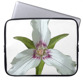 Geschilderde Trillium Spring Wildflower Bold Print Laptop Sleeve
