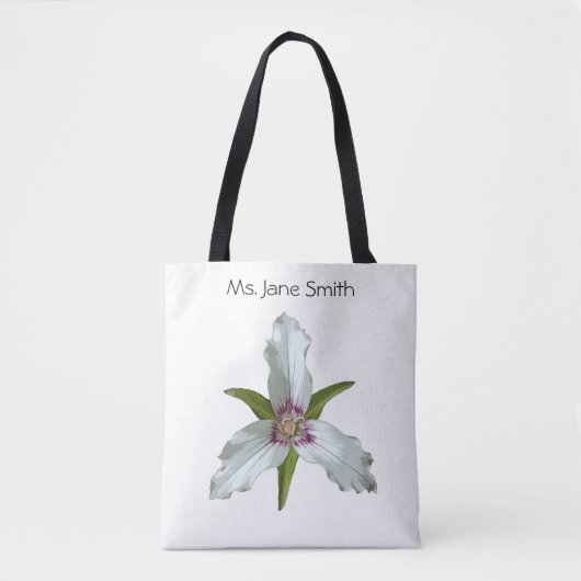 Geschilderde Trillium Spring Wildflower Canvas tas (Voorkant)