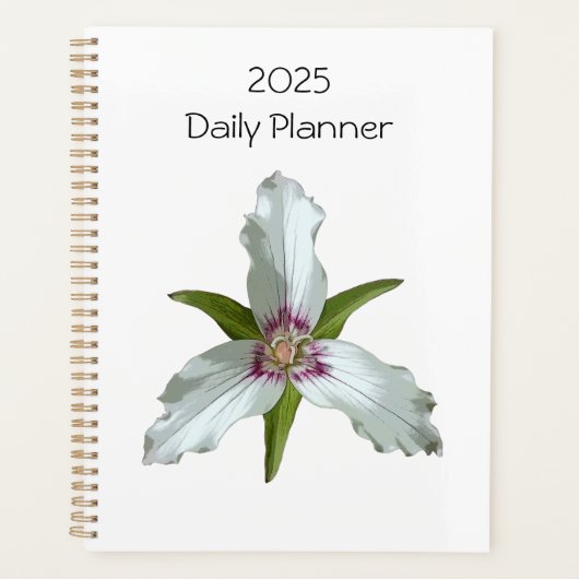 Geschilderde Trillium Spring Wildflower Daily Plan Planner (Voorkant)
