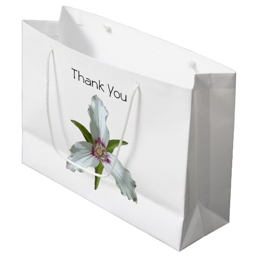 Geschilderde Trillium Spring Wildflower Gift Bag Groot Cadeauzakje (Voorkant Gekanteld)