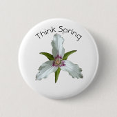 Geschilderde Trillium Spring Wildflower Pin Button (Voorkant)