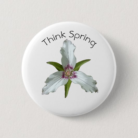 Geschilderde Trillium Spring Wildflower Pin Button (Voorkant)