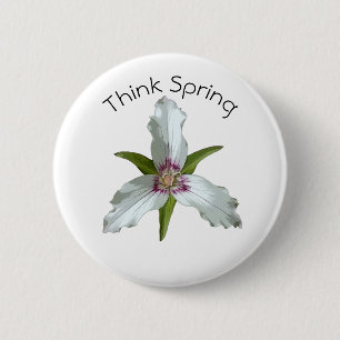 Geschilderde Trillium Spring Wildflower Pin Button