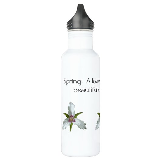 Geschilderde Trillium Spring Wildflower Quote Fles (Links)