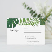 Geschilderde tropische bladeren strand bruiloft RSVP kaartje (Staand voorkant)