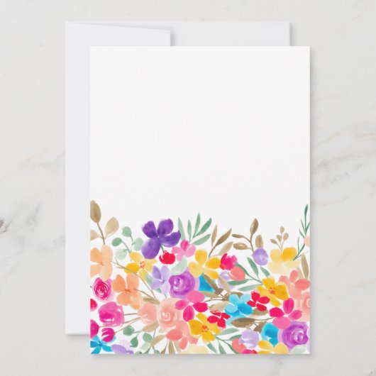 Geschilderde tuin wilde bloemen 3 foto's afstudere aankondiging (Achterkant)