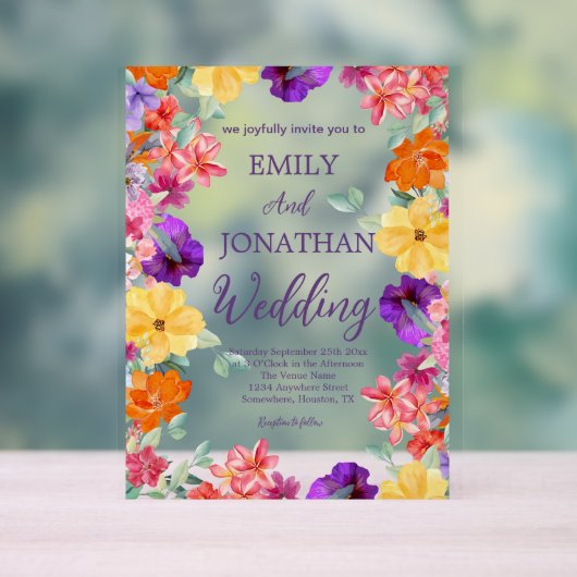 Geschilderde tuin wilde bloemen foto script acryl bord (Neutraal)