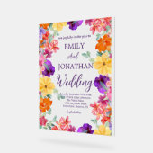 Geschilderde tuin wilde bloemen foto script acryl bord (Hoek)