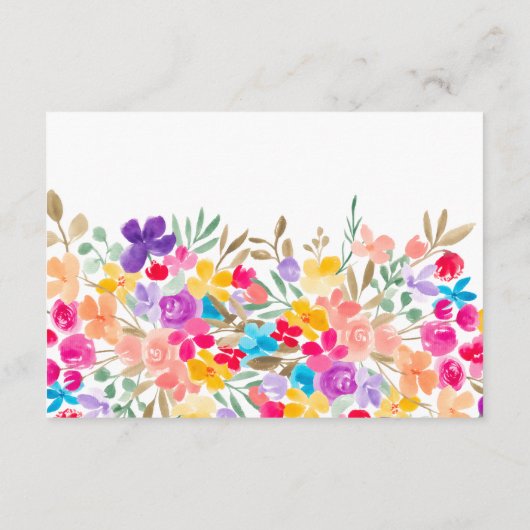 Geschilderde tuin wilde bloemen script bruiloft de informatiekaartje (Achterkant)