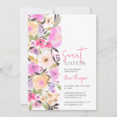 Geschilderde tuinbloemen waterverf Sweet 16 Kaart (Voorkant)