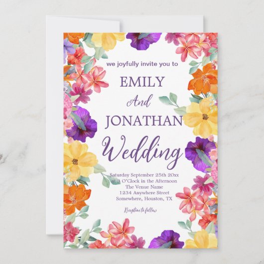 Geschilderde tuinveldboemen foto script  kaart (Voorkant)