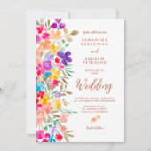 Geschilderde tuinvrijbloemen foto script bruiloft kaart (Voorkant)