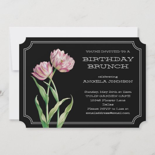 Geschilderde Tulpen en Polka Dots Verjaardag Brunc Kaart (Voorkant)