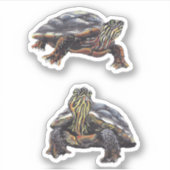Geschilderde Turtle Vinyl Sticker (Voorkant)