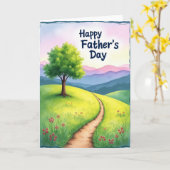 Geschilderde Vaderdag Scènekaart Kaart (Gele Bloem)
