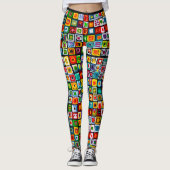Geschilderde vierkantjes Boho Mosaic Leggings (Voorkant)