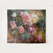 Geschilderde vintage zachte witte en roze rozen wandkleed (Voorkant (horizontaal))