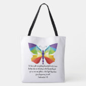 Geschilderde vlinder met vers van ecclesiastes 3:1 tote bag (Achterkant)