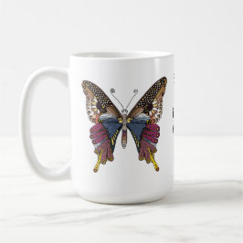 Geschilderde vlinder met vers van Romeinen 12:12 Koffiemok