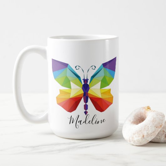 Geschilderde vlinder, monogram koffiemok (Met donut)