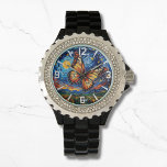 Geschilderde Vlinder Sterrennacht Sky Elegant Vrou Horloge<br><div class="desc">Geschilderde Vlinder Sterrennacht Sky Elegant Womans Watches beschikt over een trendy kleurrijke geschilderde vlinder met de maan en sterretjes op de achtergrond. Creëer door Evco Studio www.zazzle.com/store/evcostudio</div>
