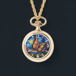 Geschilderde Vlinder Sterrennacht Sky Elegant Vrou Horloge<br><div class="desc">Geschilderde Vlinder Sterrennacht Sky Elegant Womans Watches beschikt over een trendy kleurrijke geschilderde vlinder met de maan en sterretjes op de achtergrond. Creëer door Evco Studio www.zazzle.com/store/evcostudio</div>