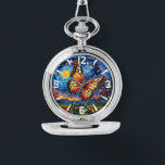 Geschilderde Vlinder Sterrennacht Sky Elegant Vrou Horloge<br><div class="desc">Geschilderde Vlinder Sterrennacht Sky Elegant Womans Watches beschikt over een trendy kleurrijke geschilderde vlinder met de maan en sterretjes op de achtergrond. Creëer door Evco Studio www.zazzle.com/store/evcostudio</div>