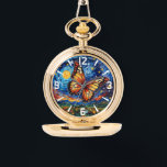Geschilderde Vlinder Sterrennacht Sky Elegant Vrou Horloge<br><div class="desc">Geschilderde Vlinder Sterrennacht Sky Elegant Womans Watches beschikt over een trendy kleurrijke geschilderde vlinder met de maan en sterretjes op de achtergrond. Creëer door Evco Studio www.zazzle.com/store/evcostudio</div>