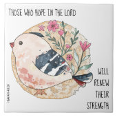 Geschilderde vogel en bloemen, een vers uit Jesaja Tegeltje (Voorkant)