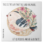 Geschilderde vogel met bloemen, vers uit Psalm 118 Tegeltje (Voorkant)