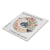 Geschilderde vogel met bloemen, vers uit Psalm 118 Tegeltje (Zijkant)