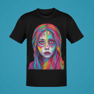 Geschilderde vrouw in wanhoop Graphic Art Design T T-shirt