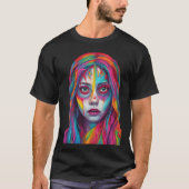 Geschilderde vrouw in wanhoop Graphic Art Design T T-shirt (Voorkant)