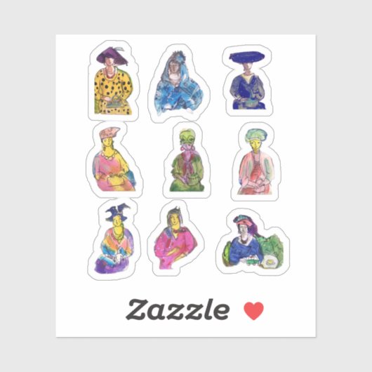 Geschilderde vrouwen sticker (Vel)