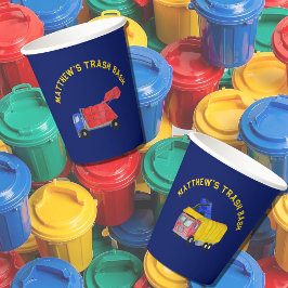Geschilderde Vuilniswagen Jongens Trash Bash Feest Papieren Bekers