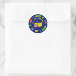 Geschilderde Vuilniswagens Jongens Trash Bash Fees Ronde Sticker