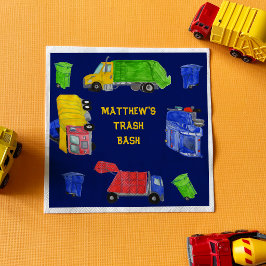 Geschilderde Vuilniswagens Jongens Trash Bash Fees Servet