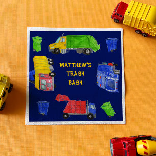 Geschilderde Vuilniswagens Jongens Trash Bash Fees Servet