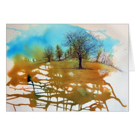 Geschilderde Waterverf achtergrond met Inked Trees