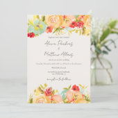 Geschilderde Waterverf Bloemen Foto QR-code Huweli Kaart (Staand voorkant)