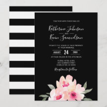 Geschilderde Waterverf Blush Roze Zwart Bloemen Br