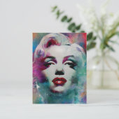 Geschilderde Waterverf Cyberpunk Vrouwenhoofd Briefkaart (Staand voorkant)