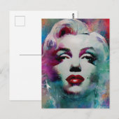 Geschilderde Waterverf Cyberpunk Vrouwenhoofd Briefkaart (Voorkant / Achterkant)