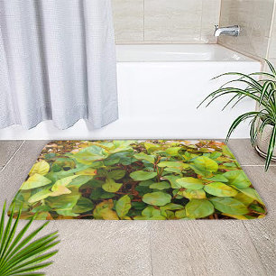 Geschilderde weelderige groene gele plant badmat