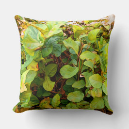 Geschilderde weelderige groene gele plant kussen